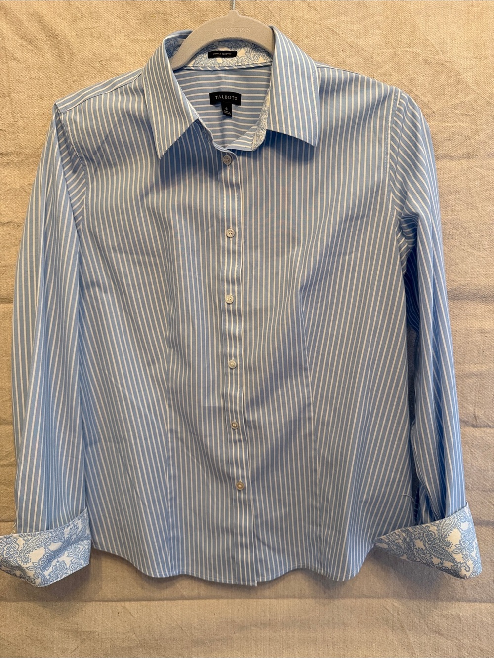 Talbots Light Blue and White Stripe Dress Shirt